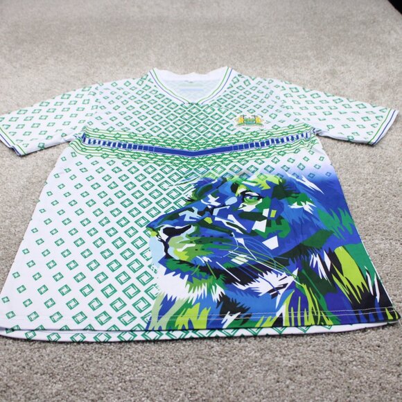 Sierra Leone Jersey Shirt Mens Large White/Green/Blue Football Soccer S/S Kit - Picture 2 of 13
